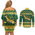 South Africa Christmas Rugby Couples Matching Off Shoulder Short Dress and Long Sleeve Button Shirt Springboks Geseende Kersfees - Wonder Print Shop