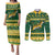 South Africa Christmas Rugby Couples Matching Puletasi and Long Sleeve Button Shirt Springboks Geseende Kersfees - Wonder Print Shop