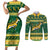 South Africa Christmas Rugby Couples Matching Short Sleeve Bodycon Dress and Long Sleeve Button Shirt Springboks Geseende Kersfees - Wonder Print Shop