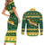 South Africa Christmas Rugby Couples Matching Short Sleeve Bodycon Dress and Long Sleeve Button Shirt Springboks Geseende Kersfees - Wonder Print Shop