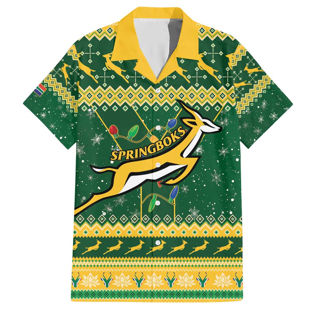 South Africa Christmas Rugby Hawaiian Shirt Springboks Geseende Kersfees - Wonder Print Shop