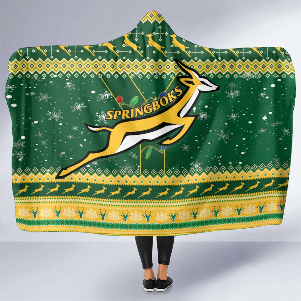 South Africa Christmas Rugby Hooded Blanket Springboks Geseende Kersfees