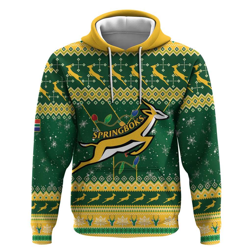 South Africa Christmas Rugby Hoodie Springboks Geseende Kersfees - Wonder Print Shop