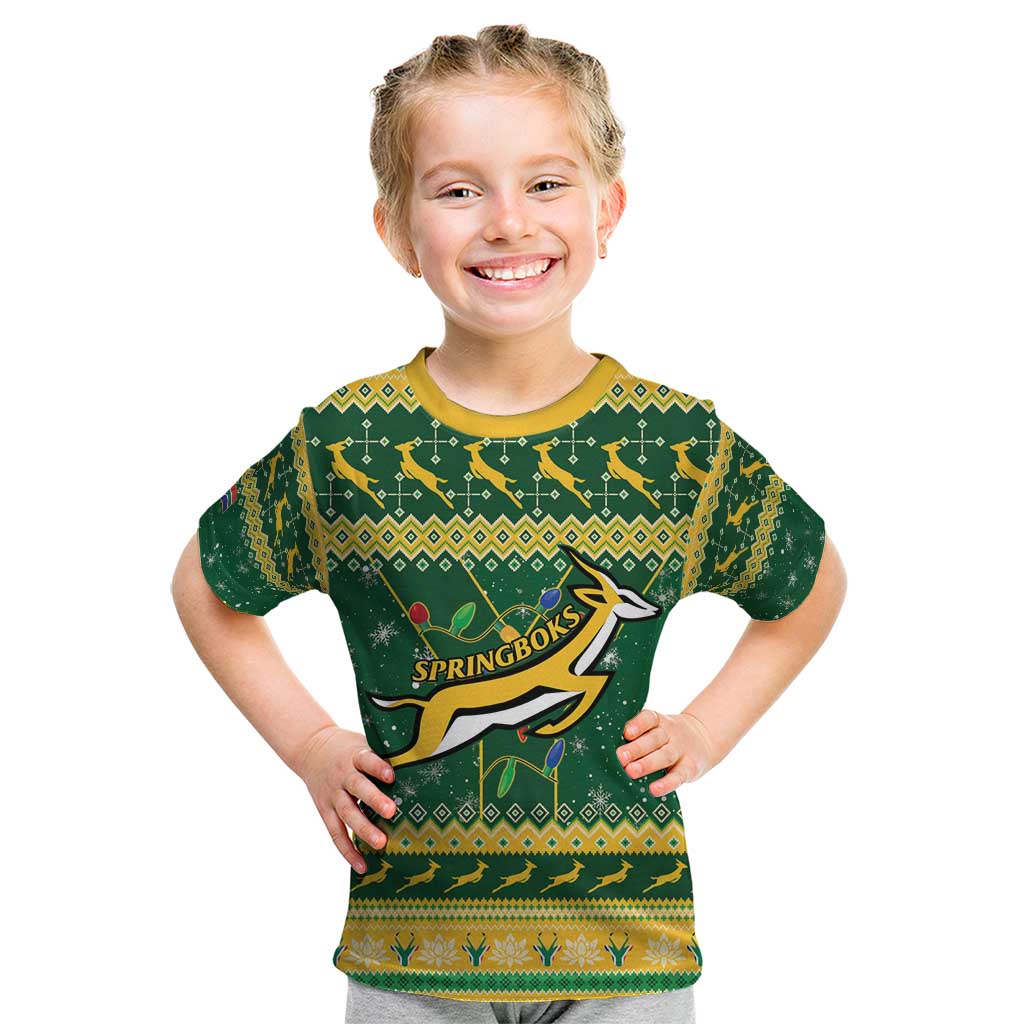 South Africa Christmas Rugby Kid T Shirt Springboks Geseende Kersfees - Wonder Print Shop