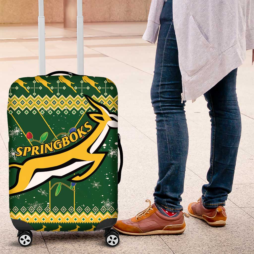 South Africa Christmas Rugby Luggage Cover Springboks Geseende Kersfees - Wonder Print Shop