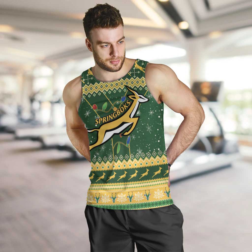 South Africa Christmas Rugby Men Tank Top Springboks Geseende Kersfees - Wonder Print Shop