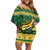 South Africa Christmas Rugby Off Shoulder Short Dress Springboks Geseende Kersfees - Wonder Print Shop