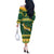 South Africa Christmas Rugby Off The Shoulder Long Sleeve Dress Springboks Geseende Kersfees - Wonder Print Shop