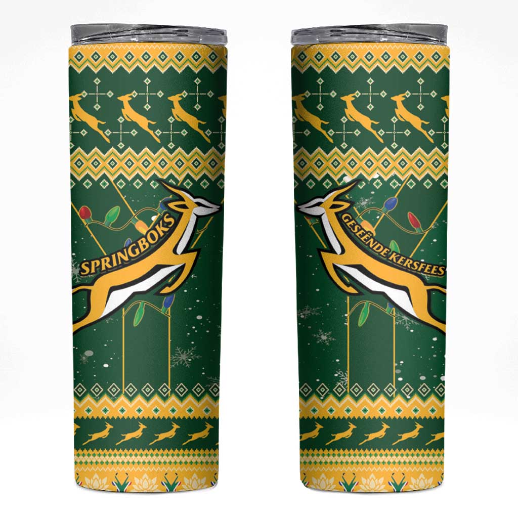 South Africa Christmas Rugby Skinny Tumbler Springboks Geseende Kersfees