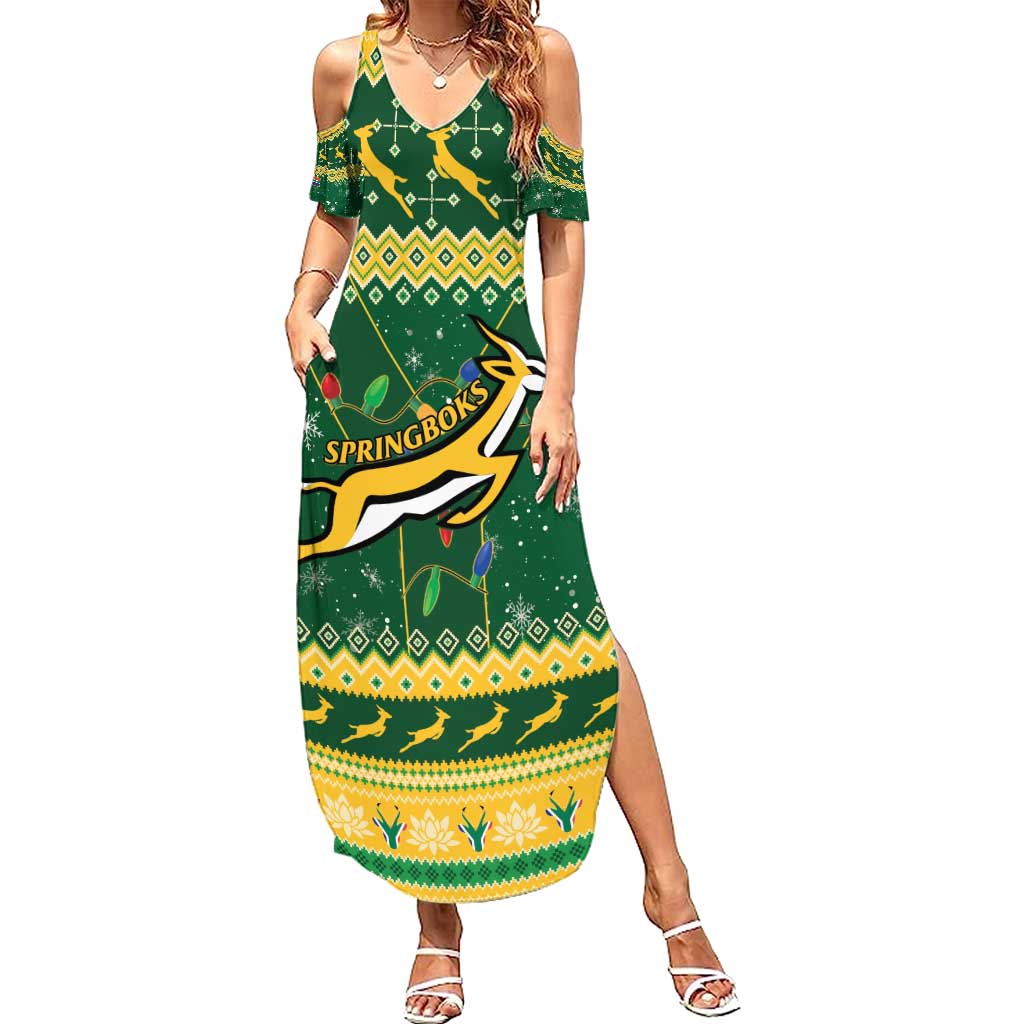 South Africa Christmas Rugby Summer Maxi Dress Springboks Geseende Kersfees - Wonder Print Shop