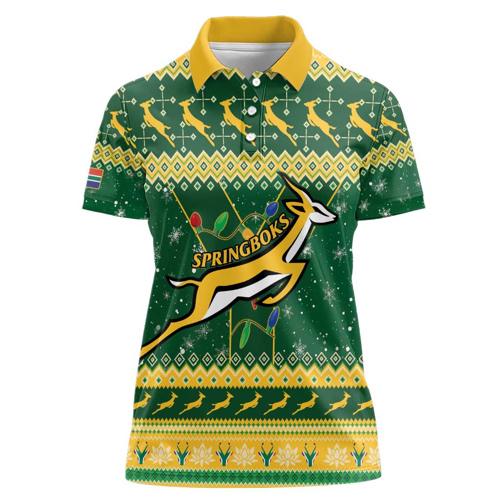 South Africa Christmas Rugby Women Polo Shirt Springboks Geseende Kersfees