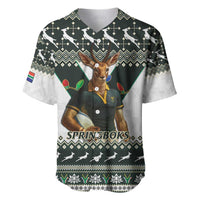 Christmas rugby baseball jersey with antelope mascot, geometric tribal pattern, short sleeves