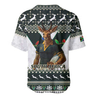 Christmas rugby baseball jersey with antelope mascot and SOUTH AFRICA print, short sleeves