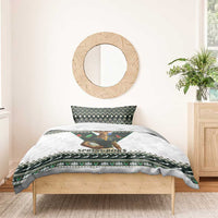 Springboks Christmas comforter with green, black, white border pattern and mascot graphic
