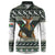 South Africa Christmas Rugby Button Sweatshirt Springboks Mascot Mix African Pattern - Wonder Print Shop