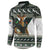 South Africa Christmas Rugby Button Sweatshirt Springboks Mascot Mix African Pattern - Wonder Print Shop