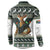 South Africa Christmas Rugby Button Sweatshirt Springboks Mascot Mix African Pattern - Wonder Print Shop