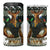 South Africa Christmas Rugby 4 in 1 Can Cooler Tumbler Springboks Mascot Mix African Pattern - Wonder Print Shop