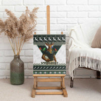 Framed canvas wall art showing Springboks mascot in dark green jersey with holiday pattern bands