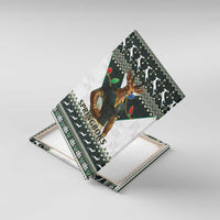 Framed canvas wall art angled view with Springboks mascot and dark geometric holiday design