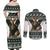 South Africa Christmas Rugby Couples Matching Off Shoulder Maxi Dress and Long Sleeve Button Shirt Springboks Mascot Mix African Pattern - Wonder Print Shop