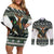 South Africa Christmas Rugby Couples Matching Off Shoulder Short Dress and Long Sleeve Button Shirt Springboks Mascot Mix African Pattern - Wonder Print Shop