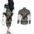 South Africa Christmas Rugby Couples Matching Off The Shoulder Long Sleeve Dress and Long Sleeve Button Shirt Springboks Mascot Mix African Pattern