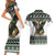 South Africa Christmas Rugby Couples Matching Short Sleeve Bodycon Dress and Hawaiian Shirt Springboks Mascot Mix African Pattern - Wonder Print Shop