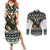 South Africa Christmas Rugby Couples Matching Summer Maxi Dress and Long Sleeve Button Shirt Springboks Mascot Mix African Pattern - Wonder Print Shop