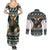 South Africa Christmas Rugby Couples Matching Summer Maxi Dress and Long Sleeve Button Shirt Springboks Mascot Mix African Pattern - Wonder Print Shop