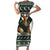 South Africa Christmas Rugby Family Matching Short Sleeve Bodycon Dress and Hawaiian Shirt Springboks Mascot Mix African Pattern - Wonder Print Shop