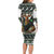 South Africa Christmas Rugby Long Sleeve Bodycon Dress Springboks Mascot Mix African Pattern - Wonder Print Shop