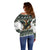 South Africa Christmas Rugby Off Shoulder Sweater Springboks Mascot Mix African Pattern - Wonder Print Shop