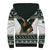 South Africa Christmas Rugby Sherpa Hoodie Springboks Mascot Mix African Pattern - Wonder Print Shop