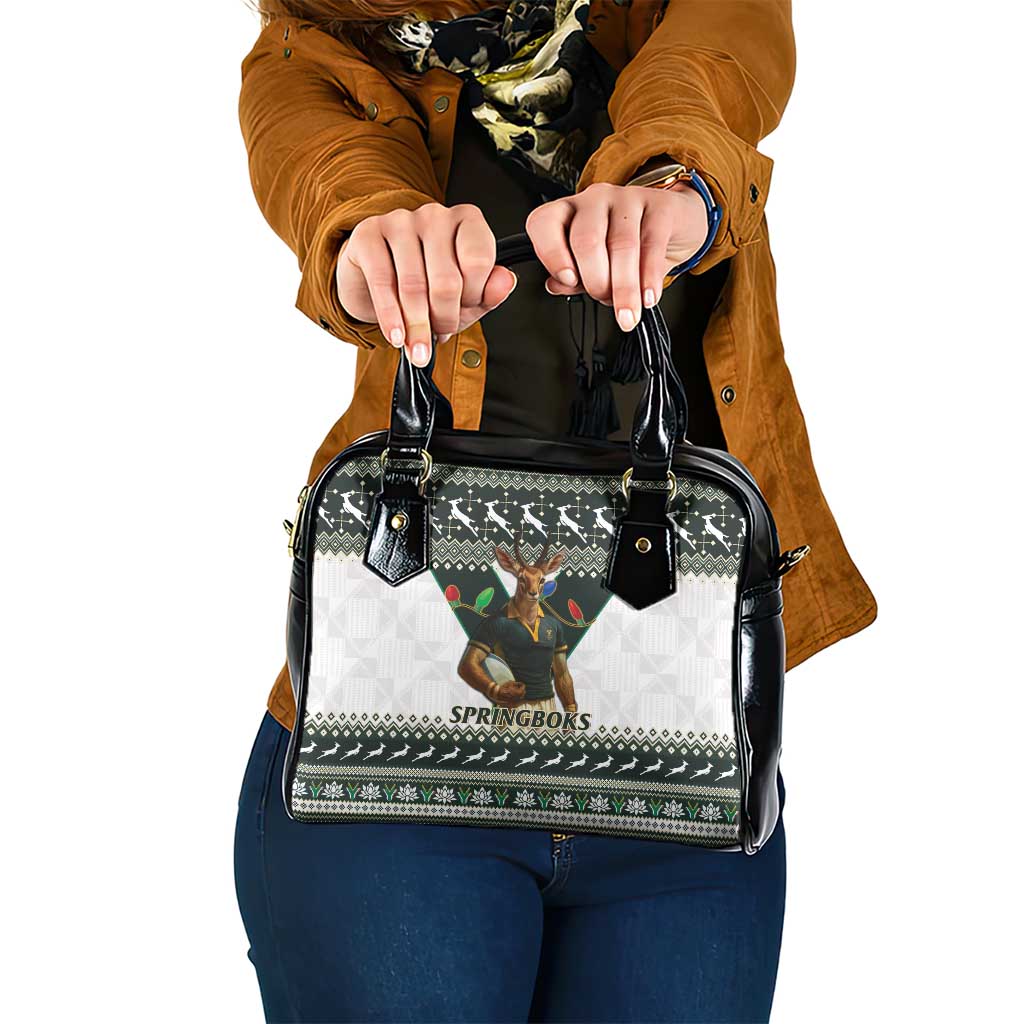 South Africa Christmas Rugby Shoulder Handbag Springboks Mascot Mix African Pattern