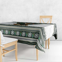 South Africa Christmas rugby tablecloth with green, black, and white geometric pattern