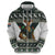 South Africa Christmas Rugby Zip Hoodie Springboks Mascot Mix African Pattern