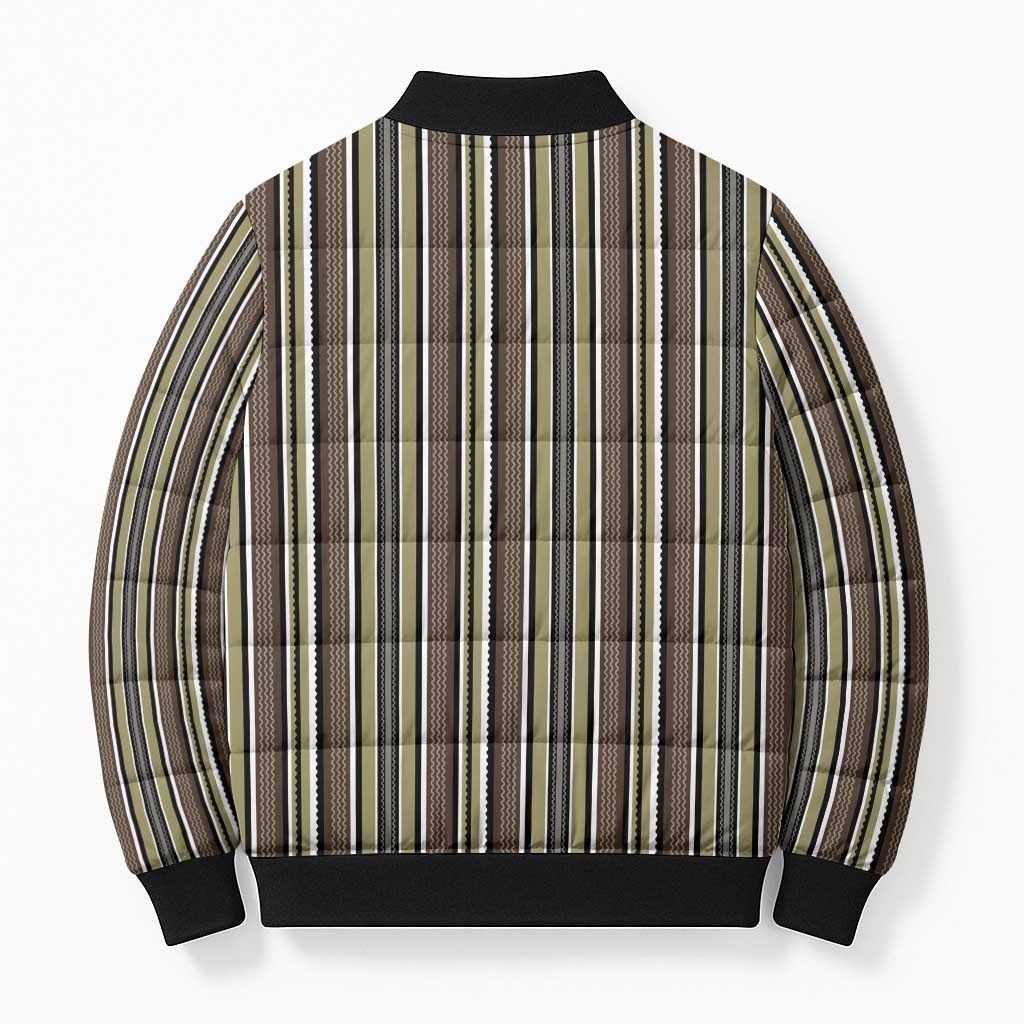 Liberia Brown Kpelle Traditional Pattern Bomber Puffer Jacket - Wonder Print Shop