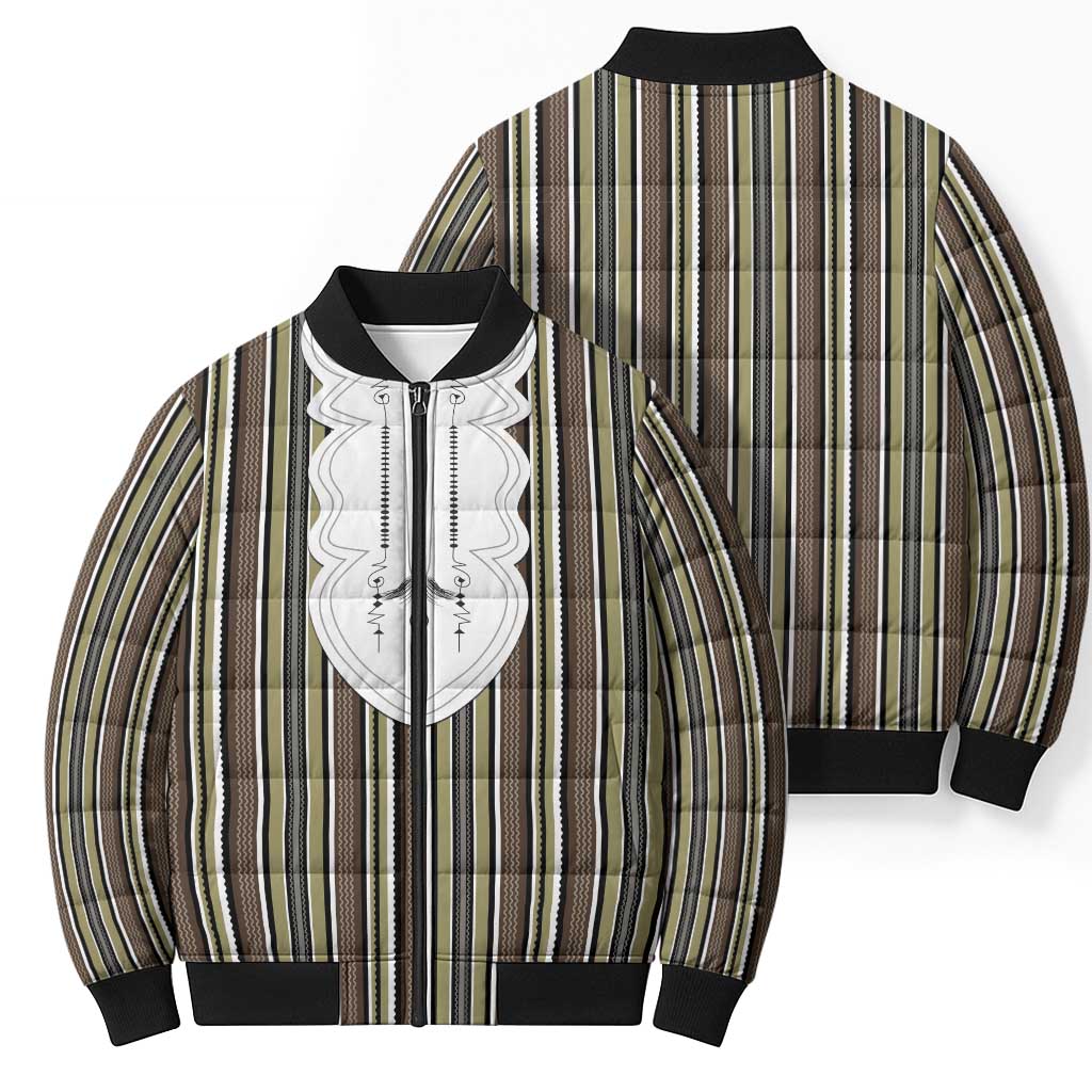 Liberia Brown Kpelle Traditional Pattern Bomber Puffer Jacket - Wonder Print Shop