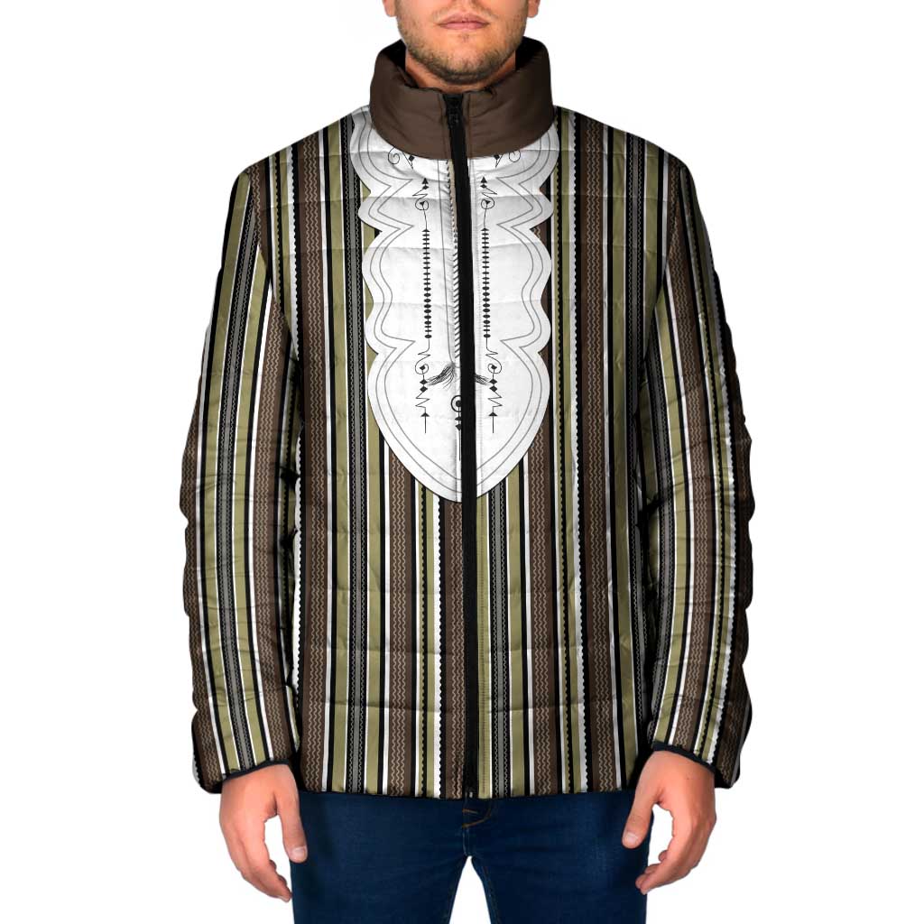 Liberia Brown Kpelle Traditional Pattern Padded Jacket - Wonder Print Shop