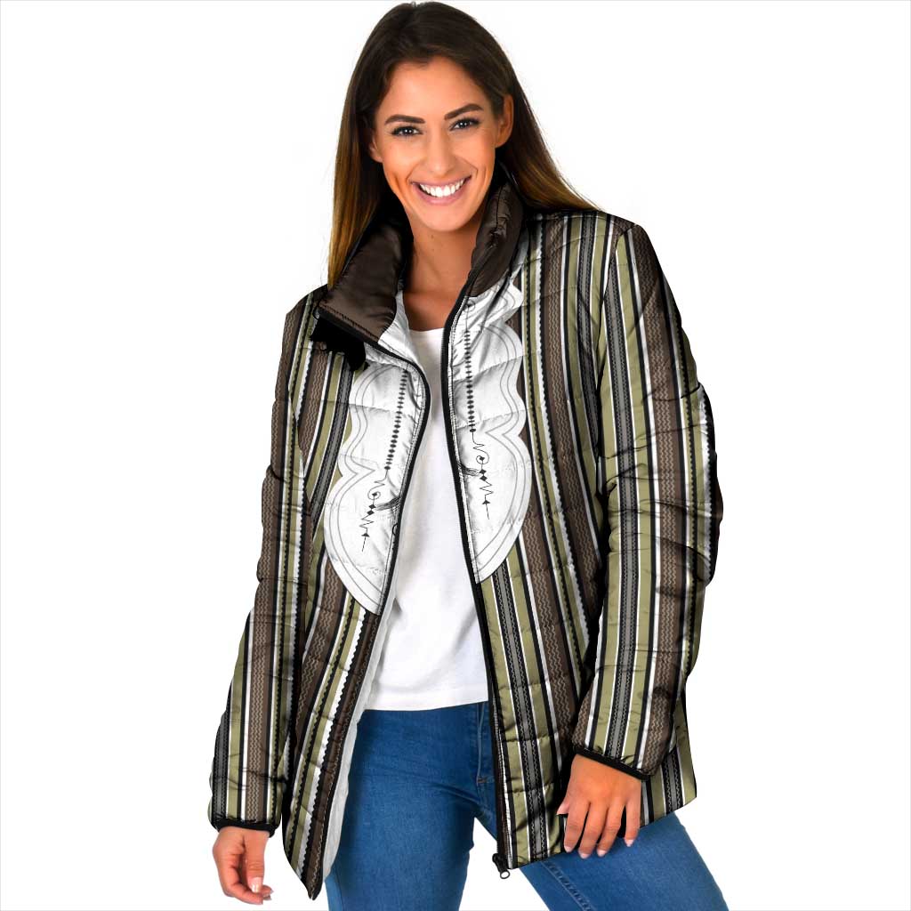 Liberia Brown Kpelle Traditional Pattern Padded Jacket - Wonder Print Shop
