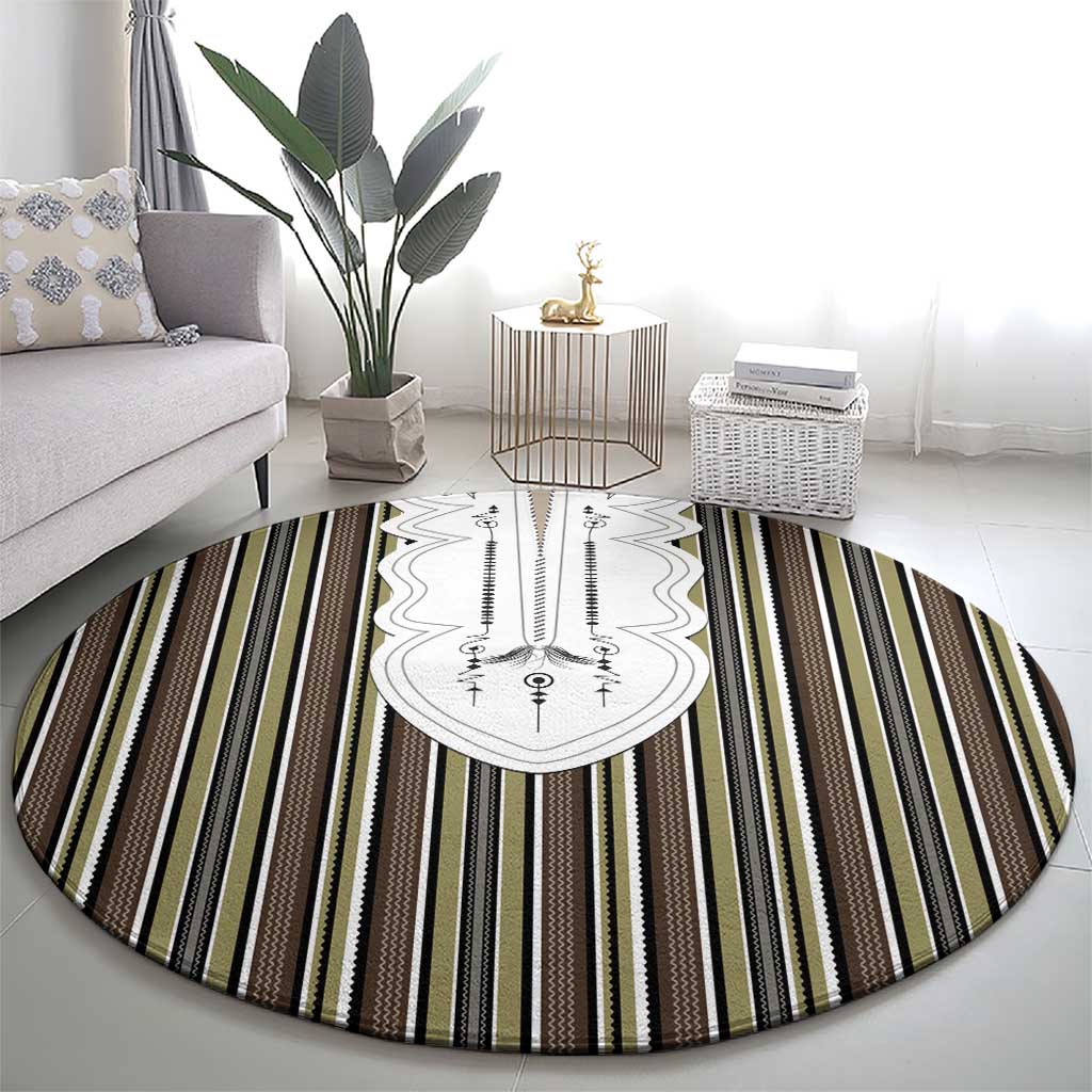 Liberia Brown Kpelle Traditional Pattern Round Carpet - Wonder Print Shop