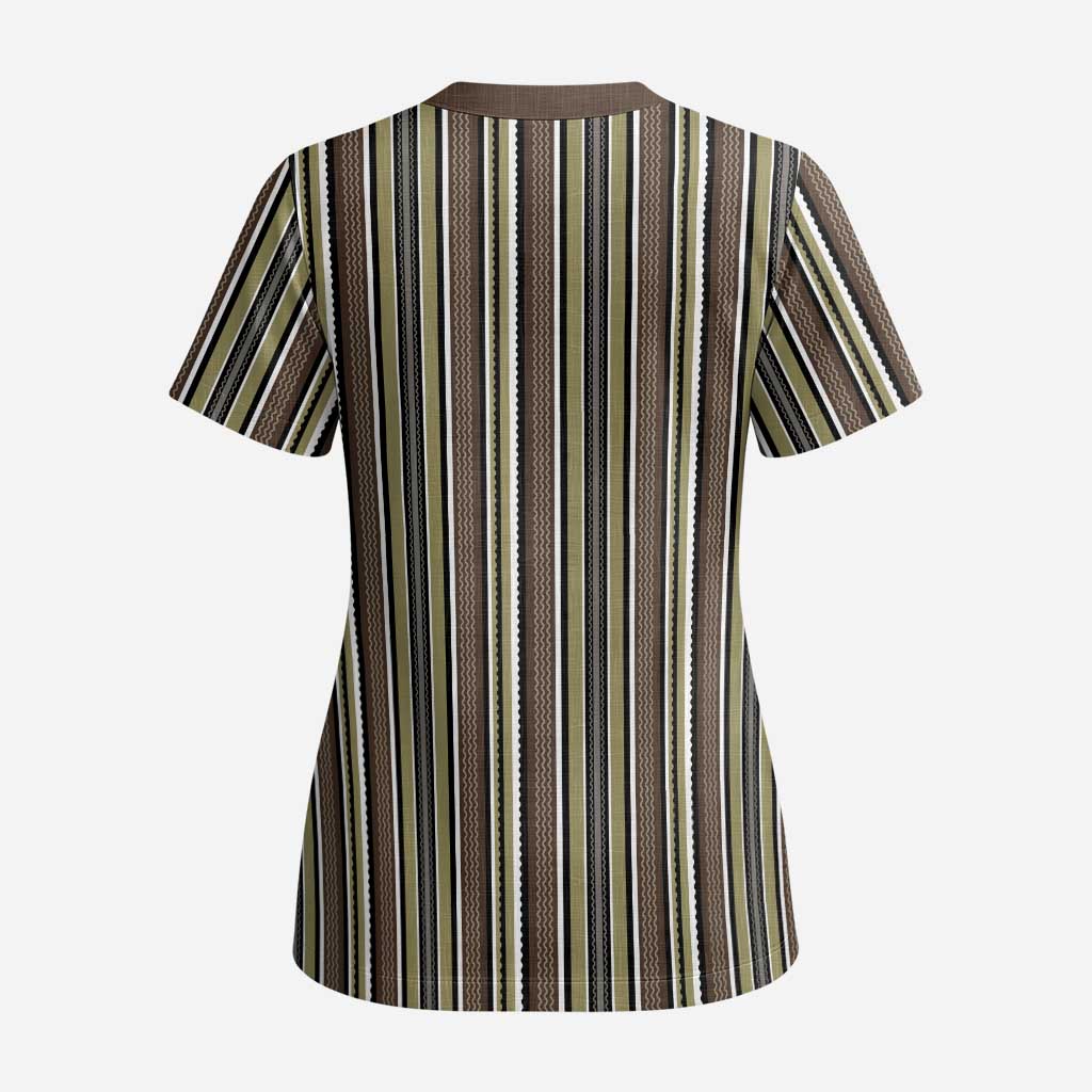 Liberia Brown Kpelle Traditional Pattern Scrub Top - Wonder Print Shop