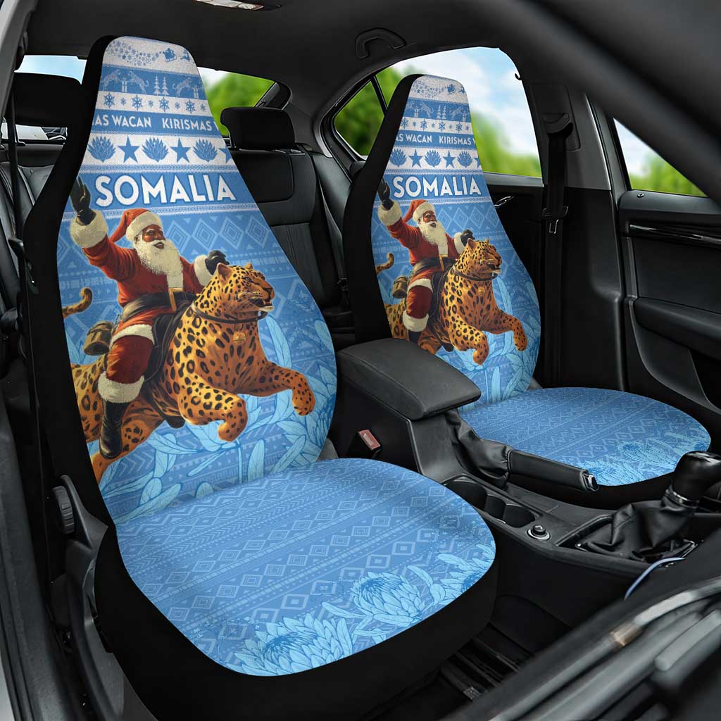 Somalia Christmas Car Seat Cover Black Santa Riding Leopard Kirismas Wacan - Wonder Print Shop