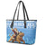 Somalia Christmas Leather Tote Bag Black Santa Riding Leopard Kirismas Wacan - Wonder Print Shop