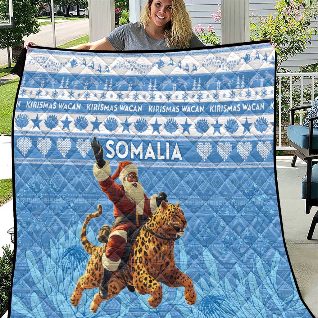 Somalia Christmas Quilt Black Santa Riding Leopard Kirismas Wacan - Wonder Print Shop