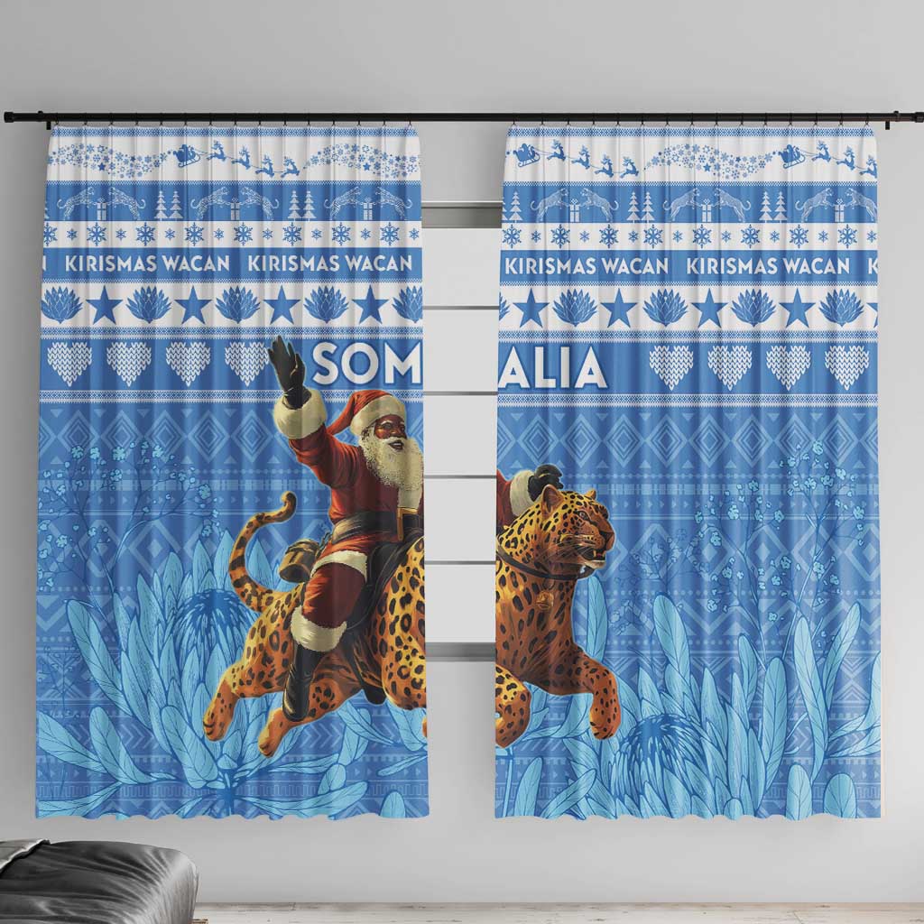 Somalia Christmas Window Curtain Black Santa Riding Leopard Kirismas Wacan - Wonder Print Shop