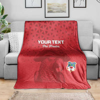 Red football blanket with 'YOUR TEXT' and 'The Pirates' graphic and soccer crest
