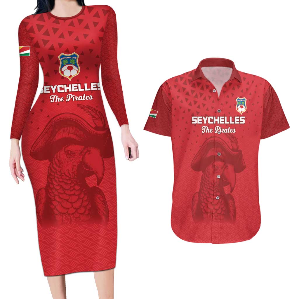 Custom Seychelles Football Couples Matching Long Sleeve Bodycon Dress and Hawaiian Shirt Go The Pirates - Wonder Print Shop