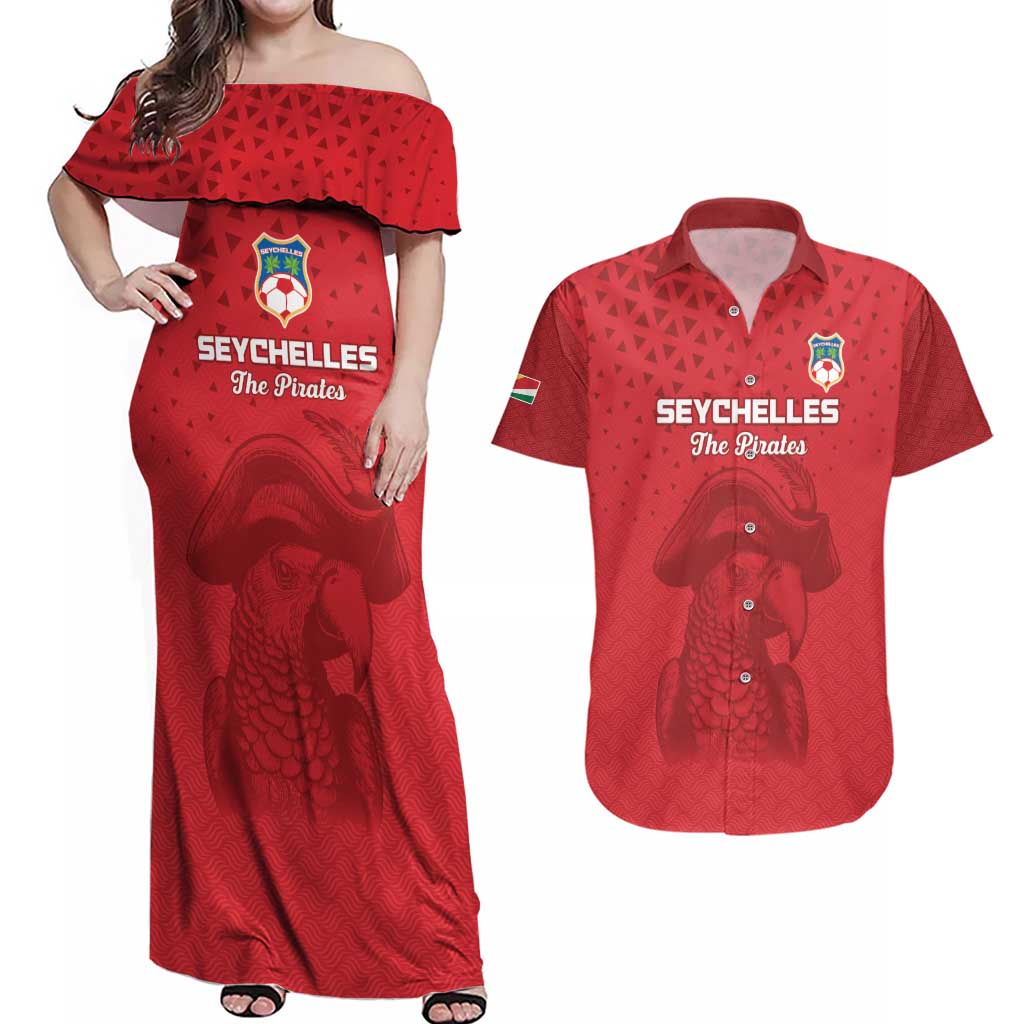 Custom Seychelles Football Couples Matching Off Shoulder Maxi Dress and Hawaiian Shirt Go The Pirates - Wonder Print Shop